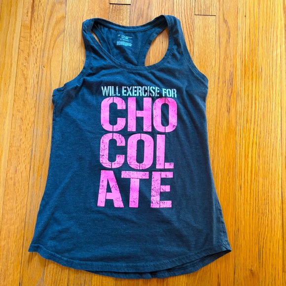 Will Exercise for Chocolate Tank Top Tek Gear Gray Racerback Size Medium - Picture 1 of 4